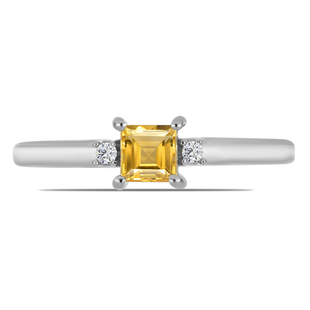 Strieborné Sada s Uralským Citrínom a Bielym Topásom ( Náušnice+Prsteň +Prívesok ) 3 