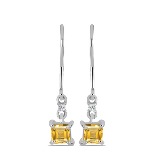 Strieborné Sada s Uralským Citrínom a Bielym Topásom ( Náušnice+Prsteň +Prívesok )