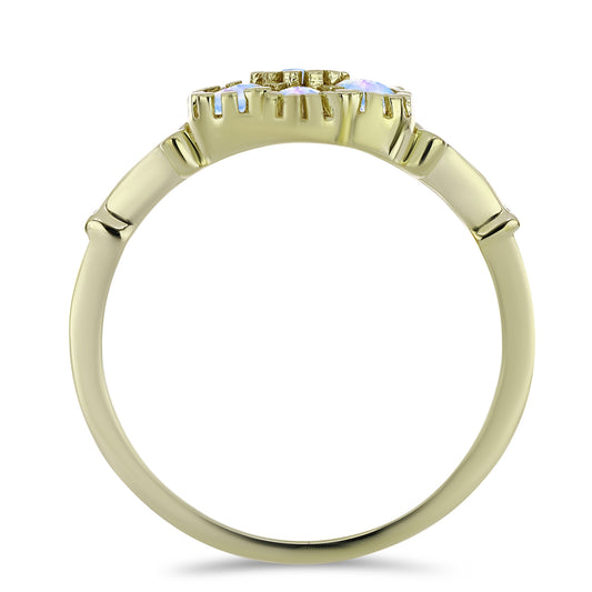 Pozlátený Strieborný Prsteň s Dúhovým Mesačným Kameňom