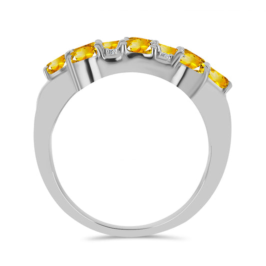 Strieborný Prsteň s Uralským Citrínom a Bielym Topásom