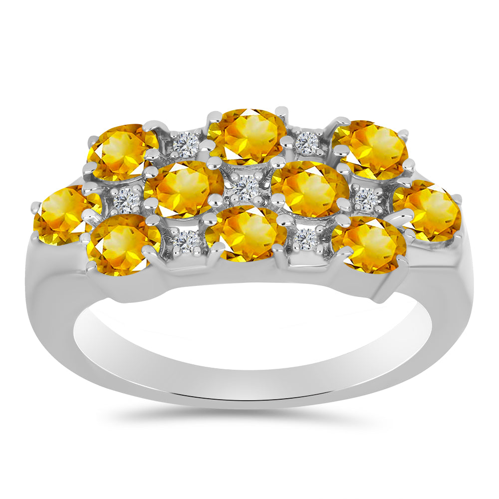 Strieborný Prsteň s Uralským Citrínom a Bielym Topásom 3 