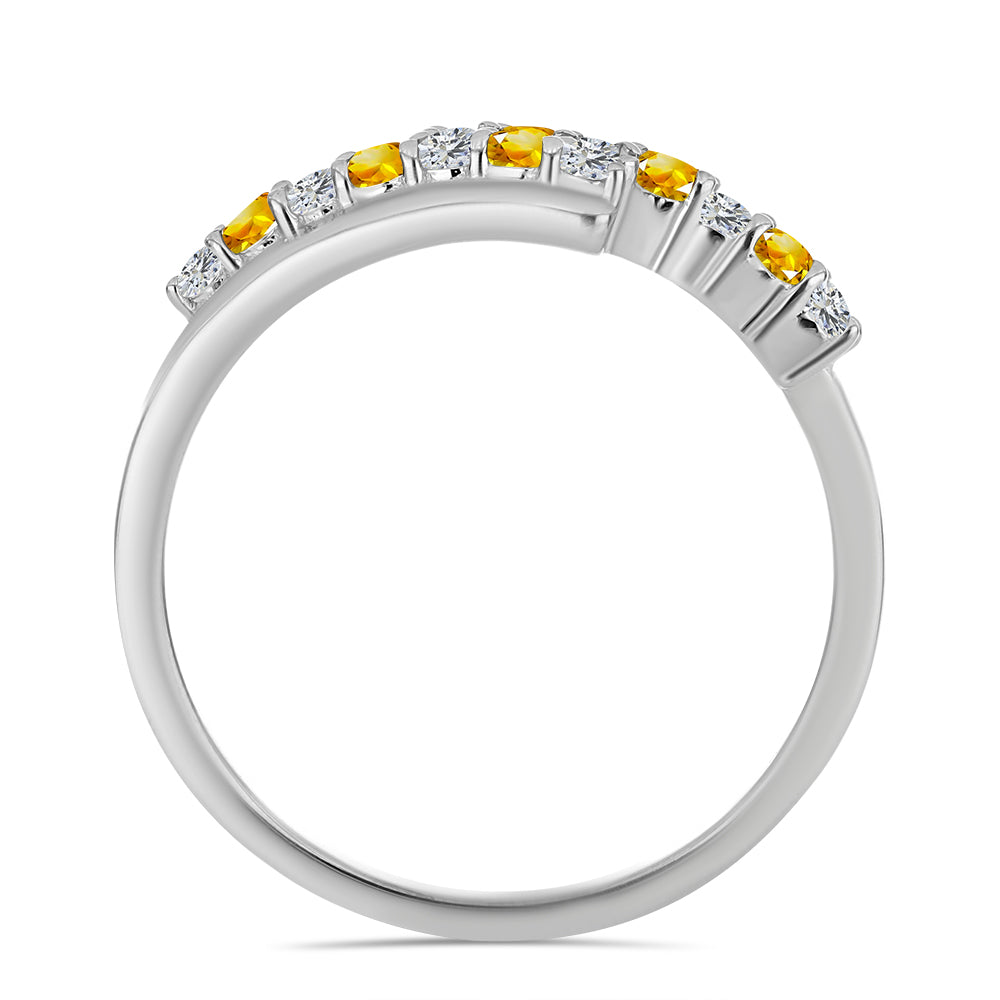 Strieborný Prsteň s Uralským Citrínom a Bielym Topásom