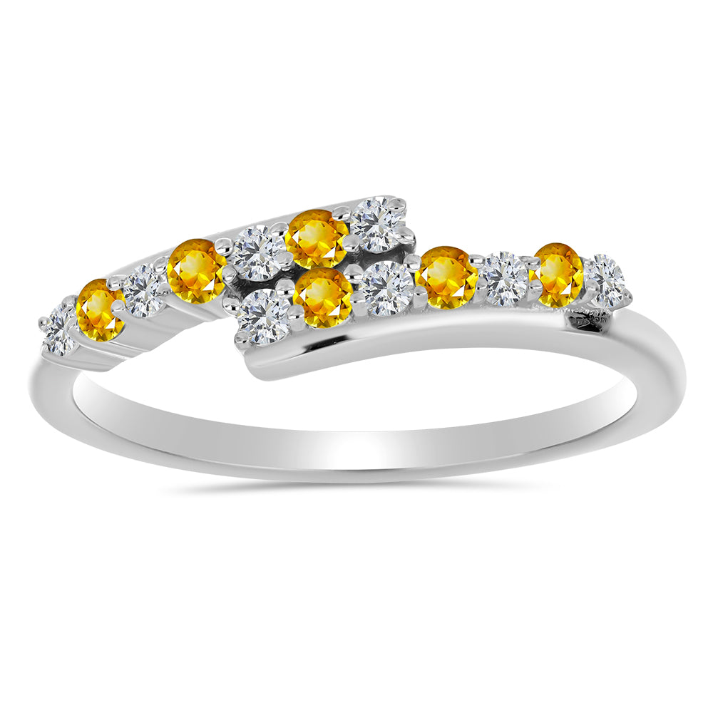 Strieborný Prsteň s Uralským Citrínom a Bielym Topásom 1 