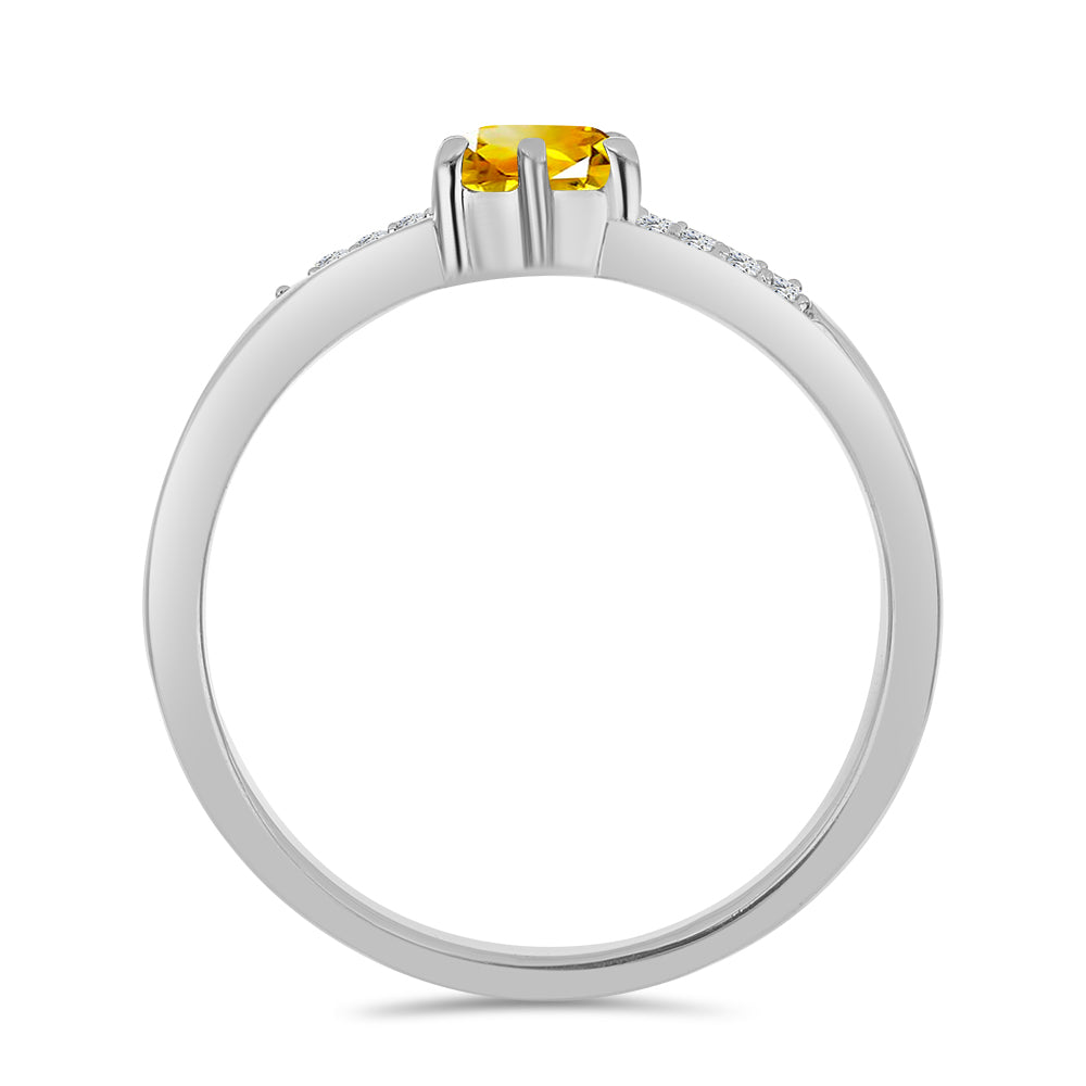 Strieborný Prsteň s Uralským Citrínom a Bielym Topásom