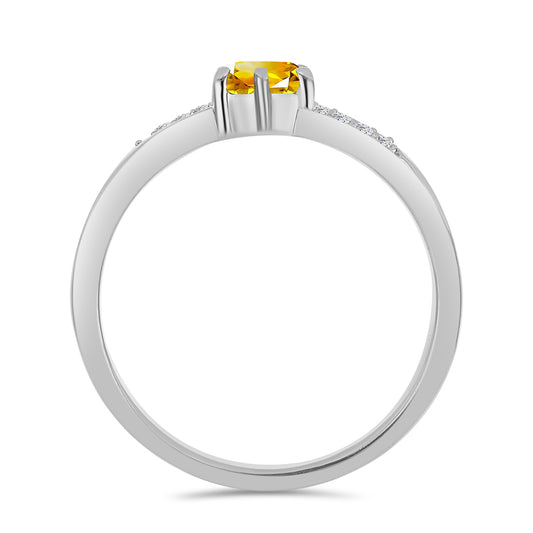 Strieborný Prsteň s Uralským Citrínom a Bielym Topásom