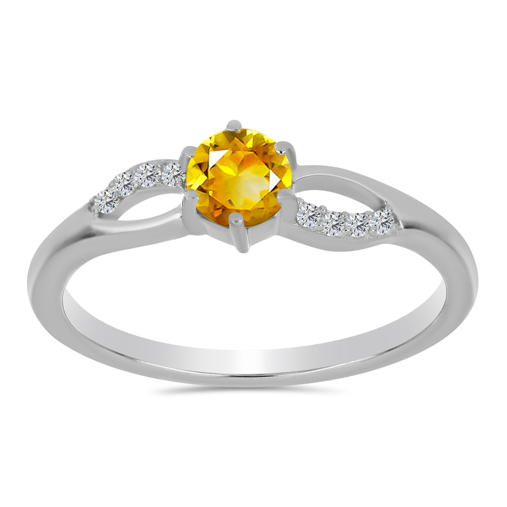 Strieborný Prsteň s Uralským Citrínom a Bielym Topásom