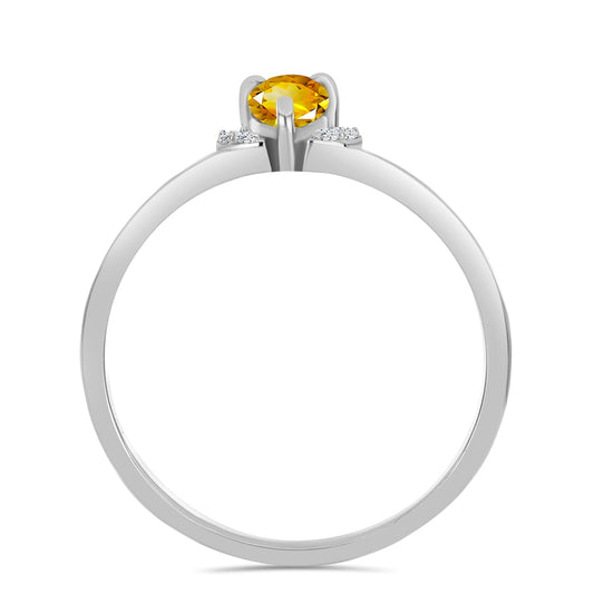 Strieborný Prsteň s Uralským Citrínom a Bielym Topásom