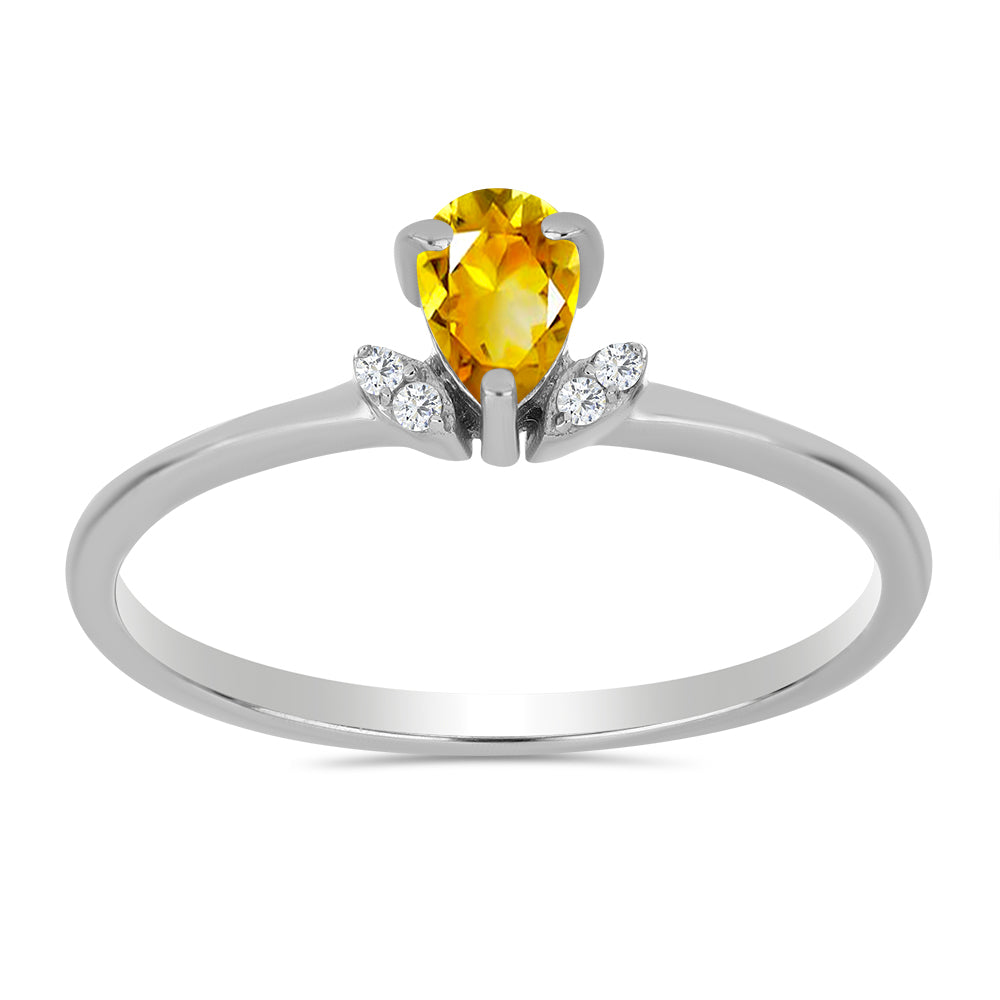 Strieborný Prsteň s Uralským Citrínom a Bielym Topásom