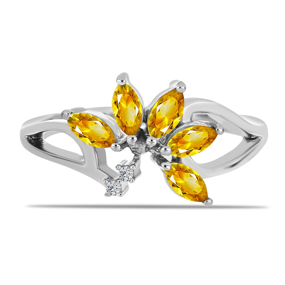 Strieborný Prsteň s Uralským Citrínom a Bielym Topásom 1 