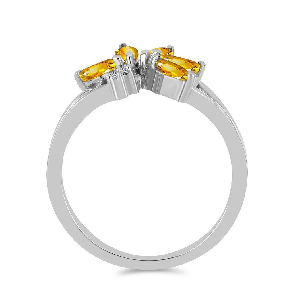 Strieborný Prsteň s Uralským Citrínom a Bielym Topásom 2 