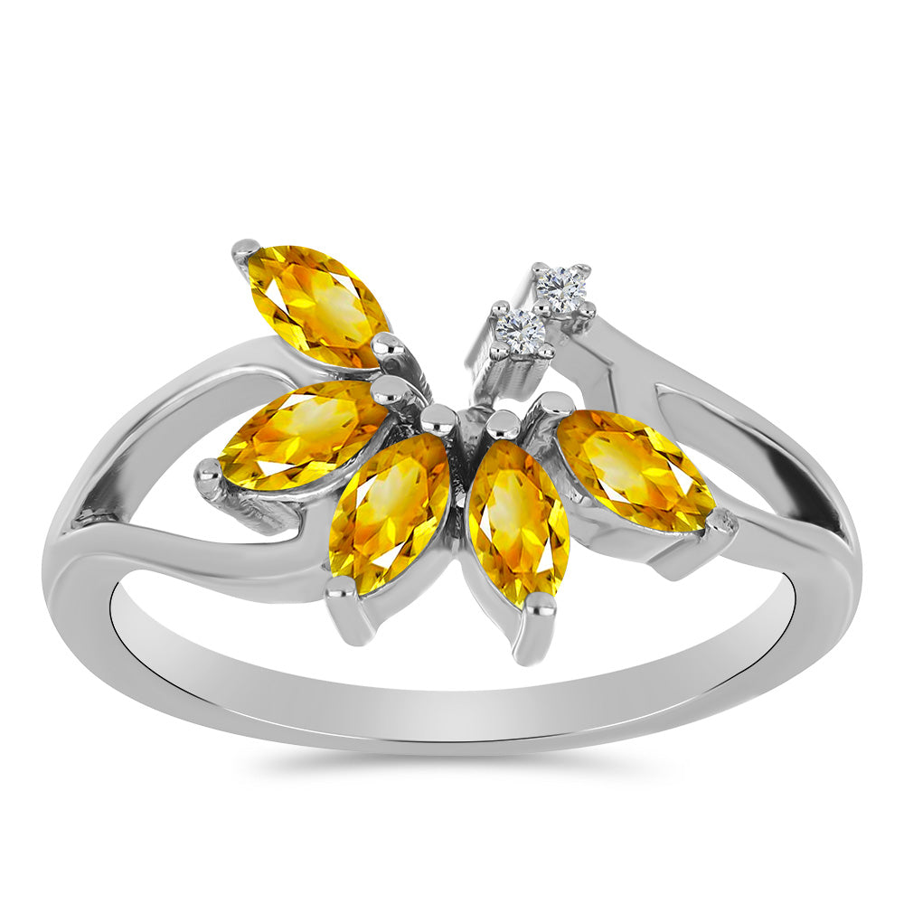 Strieborný Prsteň s Uralským Citrínom a Bielym Topásom