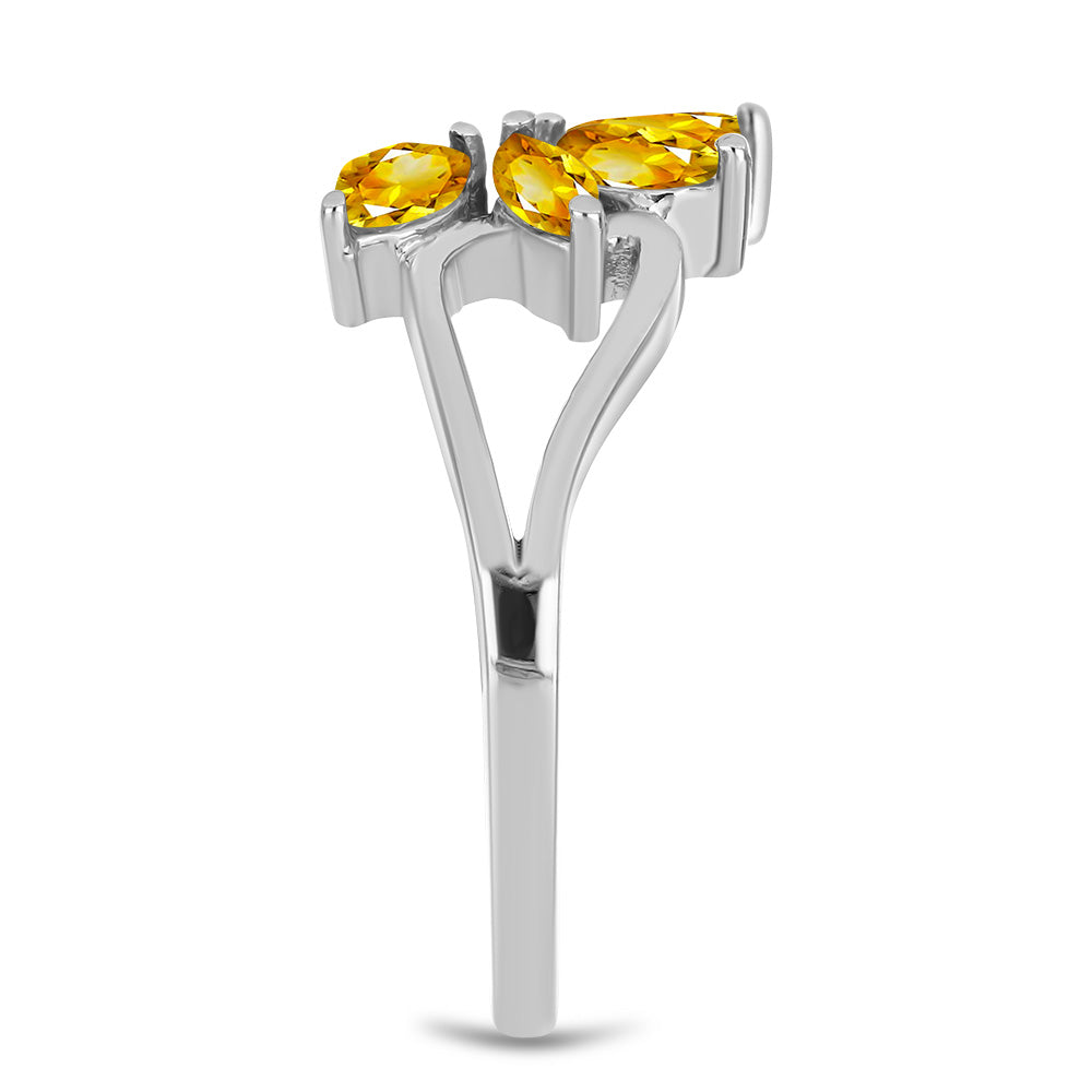 Strieborný Prsteň s Uralským Citrínom a Bielym Topásom 4 