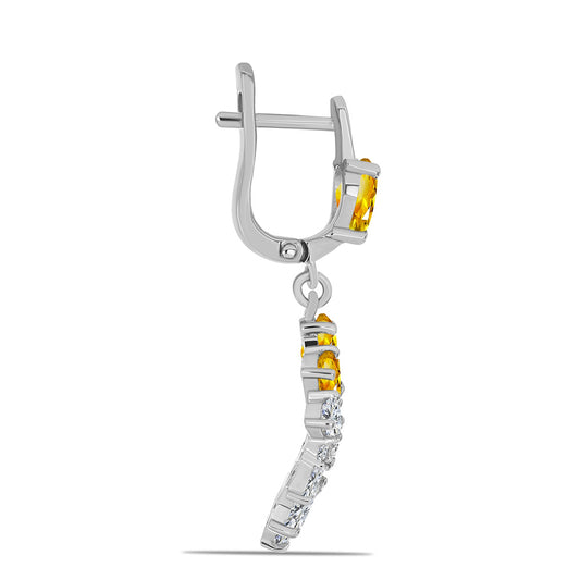 Strieborné Náušnice s Uralským Citrínom a Bielym Topásom
