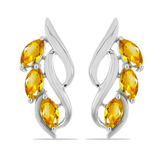 Strieborné Náušnice s Uralským Citrínom
