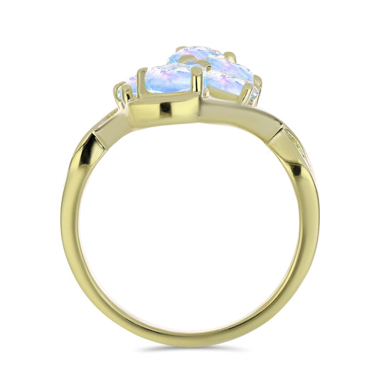 Pozlátený Strieborný Prsteň s Dúhovým Mesačným Kameňom