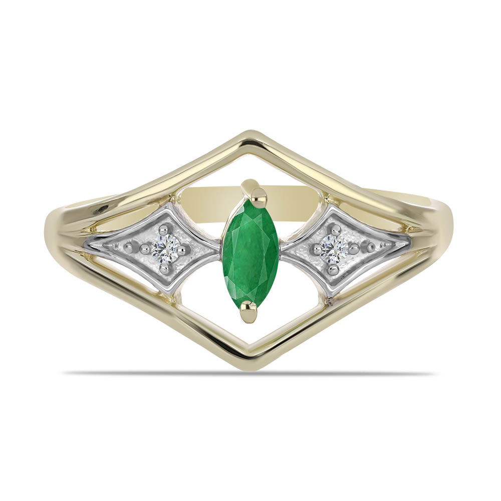 Pozlátený Strieborný Prsteň s so Zambijským Smaragdom a Bielym Topásom 1 