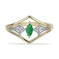 Pozlátený Strieborný Prsteň s so Zambijským Smaragdom a Bielym Topásom