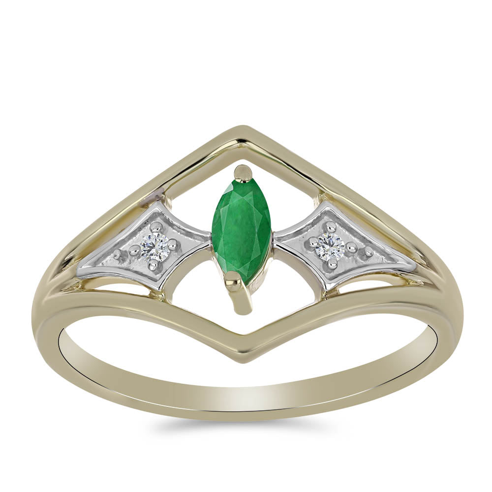 Pozlátený Strieborný Prsteň s so Zambijským Smaragdom a Bielym Topásom 3 