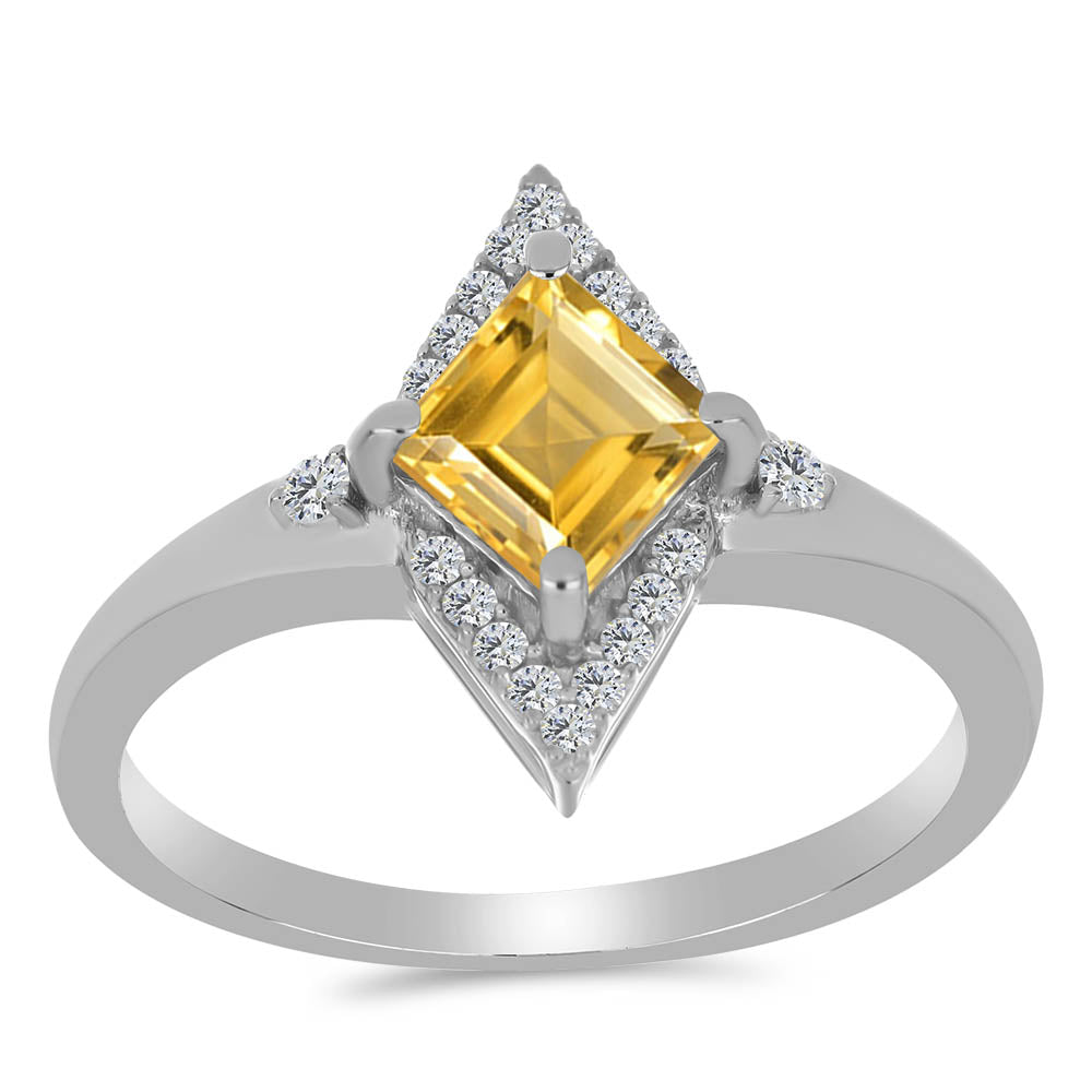 Strieborný Prsteň s Uralským Citrínom a Bielym Topásom 3 