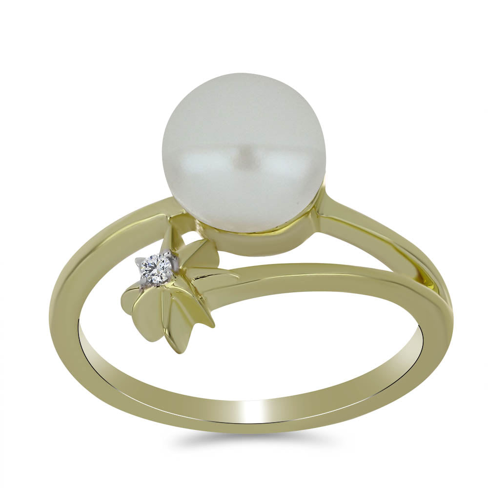 Pozlátený Strieborný Prsteň s Bielou Sladkovodnou Perlou a Bielym Topásom 3 