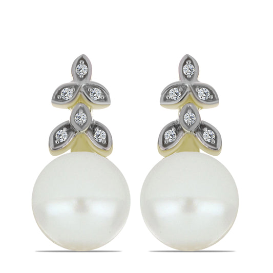 Pozlátené Strieborné Náušnice s Bielou Sladkovodnou Perlou a Bielym Topásom