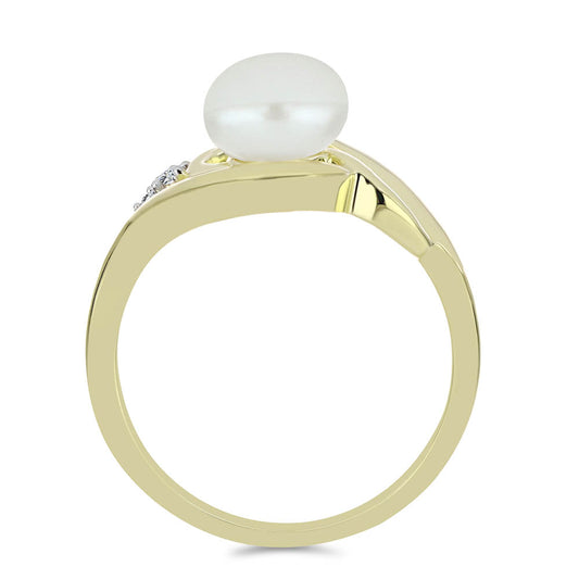 Pozlátený Strieborný Prsteň s Bielou Sladkovodnou Perlou a Bielym Topásom