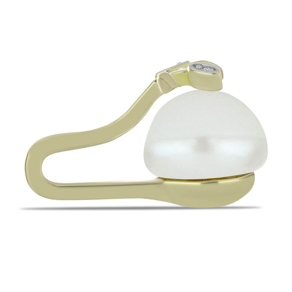 Pozlátený Strieborný Prívesok s Bielou Sladkovodnou Perlou a Bielym Topásom