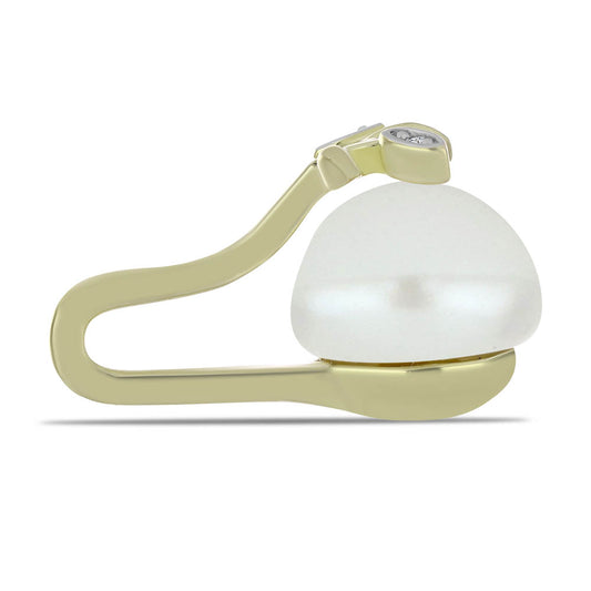 Pozlátený Strieborný Prívesok s Bielou Sladkovodnou Perlou a Bielym Topásom