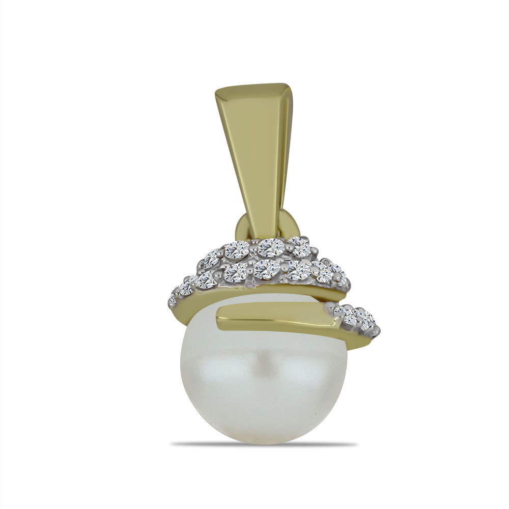 Pozlátený Strieborný Prívesok s Bielou Sladkovodnou Perlou a Bielym Topásom 1 