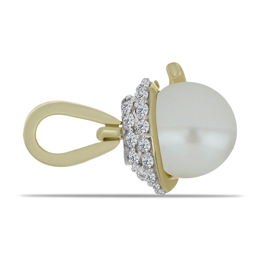 Pozlátený Strieborný Prívesok s Bielou Sladkovodnou Perlou a Bielym Topásom 2 