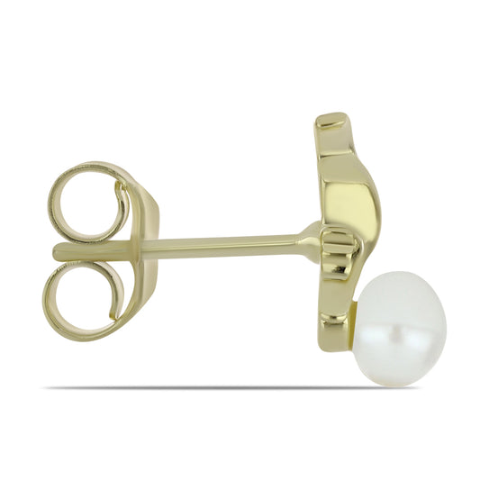 Pozlátené Strieborné Náušnice s Bielou Sladkovodnou Perlou