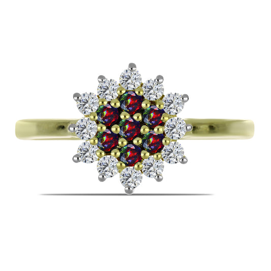 Pozlátený Strieborný Prsteň s Polnočne Čiernym Etiópskym Opálom z Lega Dembi a Bielym Topásom