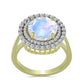 Pozlátený Strieborný Prsteň s Dúhovým Mesačným Kameňom a Akvamarínom