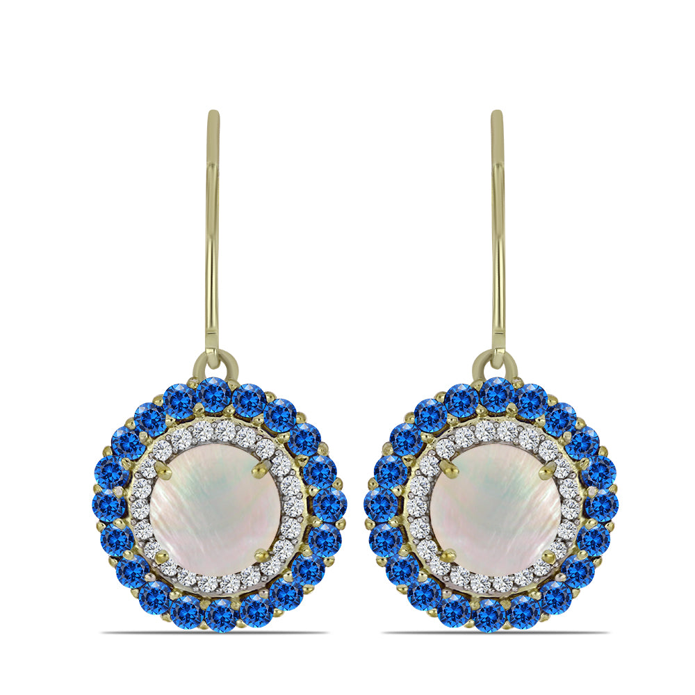 Pozlátené Strieborné Náušnice s Dúhovým Mesačným Kameňom a Austrálskym Modrým Zafírom 1 