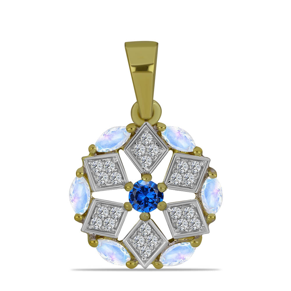 Pozlátený Strieborný Prívesok s Mesačným Kameňom a Austrálskym Modrým Zafírom 1 