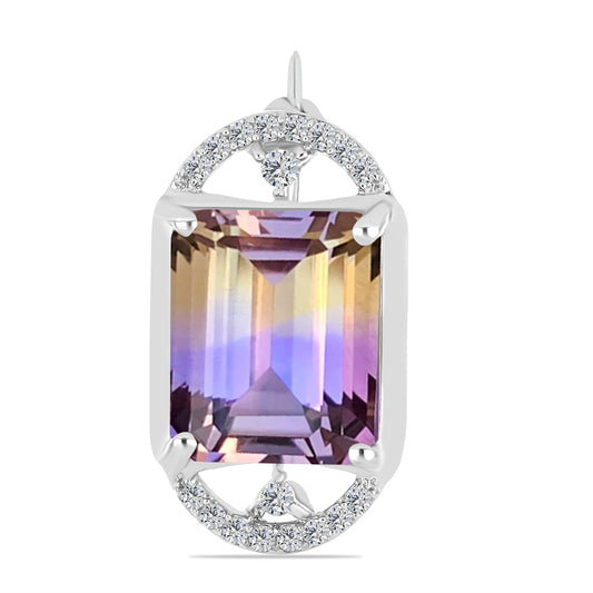 Strieborný Brošňa s Ametrinom z Anahi a Bielym Topásom