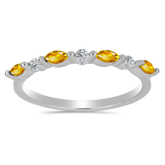 Strieborný Prsteň s Uralským Citrínom a Bielym Topásom