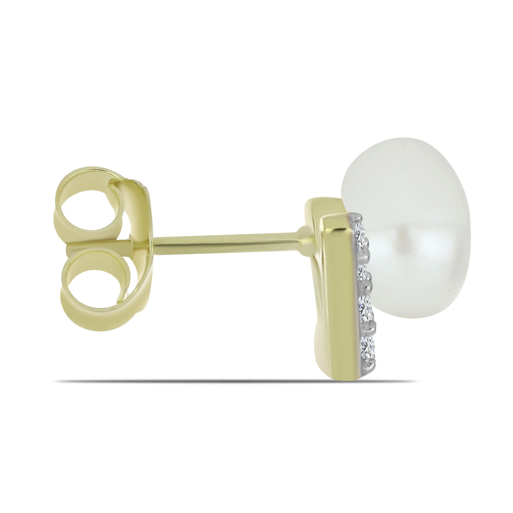 Pozlátené Strieborné Náušnice s Bielou Sladkovodnou Perlou a Bielym Topásom 2 