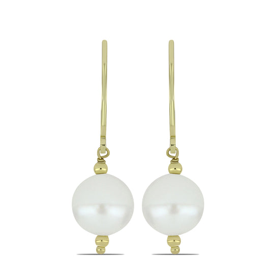 Pozlátené Strieborné Náušnice s Bielou Sladkovodnou Perlou