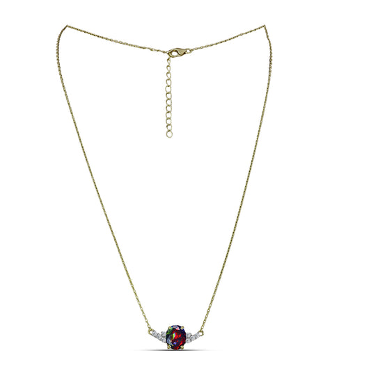 Pozlátený Strieborný Náhrdelník s Polnočne Čiernym Etiópskym Opálom z Lega Dembi a Bielym Topásom