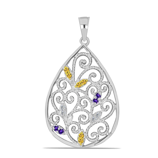 Strieborný Prívesok s Uralským Citrínom a Marockým Ametystom