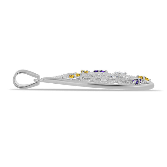 Strieborný Prívesok s Uralským Citrínom a Marockým Ametystom