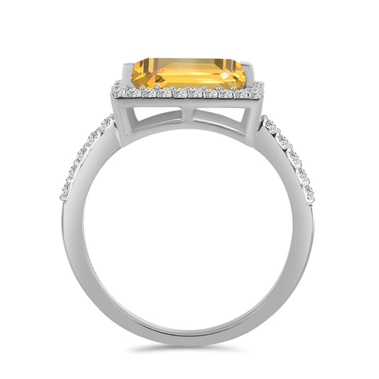 Strieborný Prsteň s Uralským Citrínom a Bielym Topásom