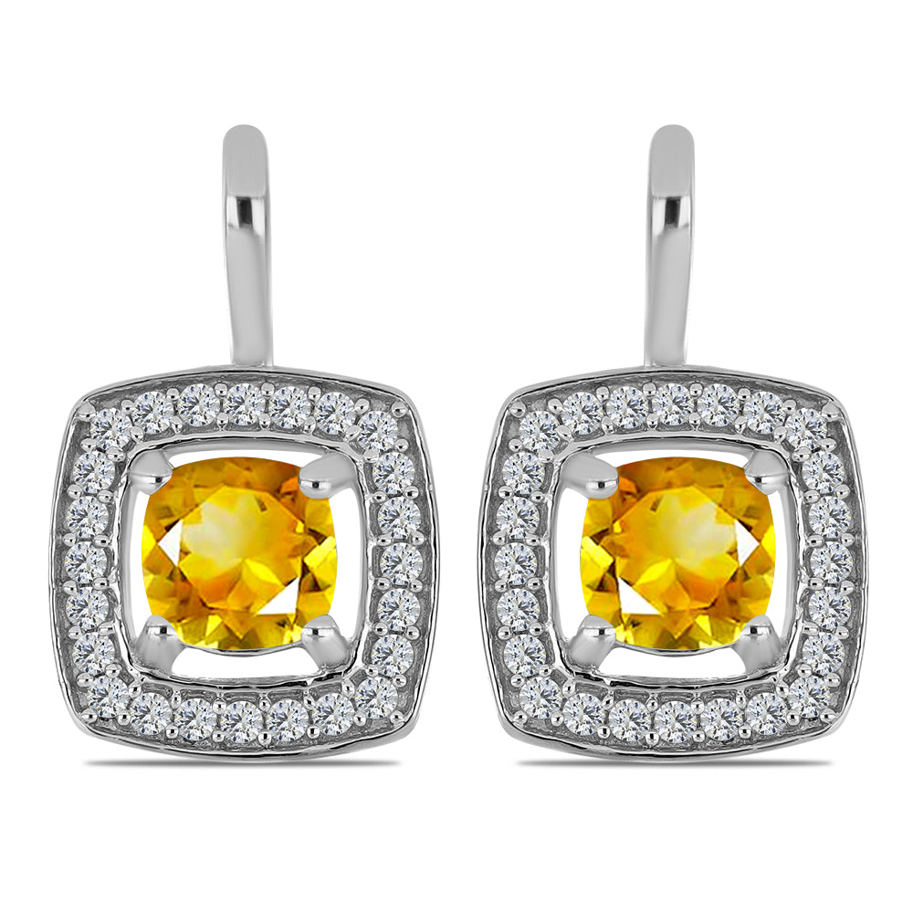 Strieborné Náušnice s Uralským Citrínom a Bielym Topásom 1 