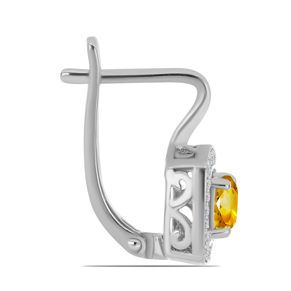 Strieborné Náušnice s Uralským Citrínom a Bielym Topásom 2 