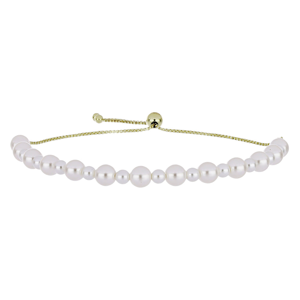 Pozlátený Strieborný Náramok s Bielou Sladkovodnou Perlou 1 