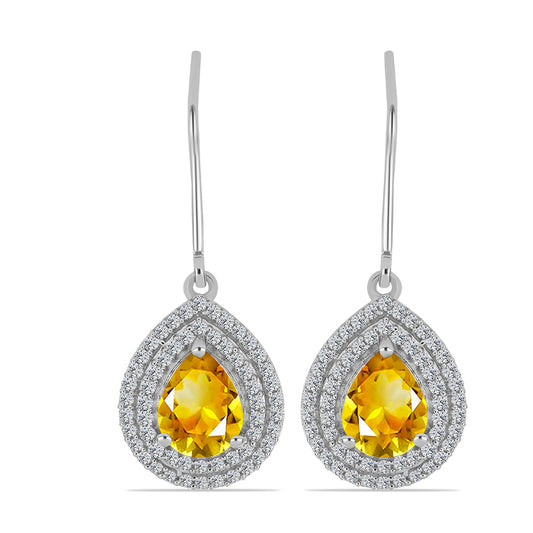 Strieborné Náušnice s Uralským Citrínom a Bielym Topásom