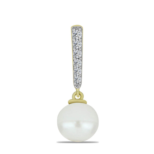 Pozlátený Strieborný Prívesok s Bielou Sladkovodnou Perlou a Bielym Topásom