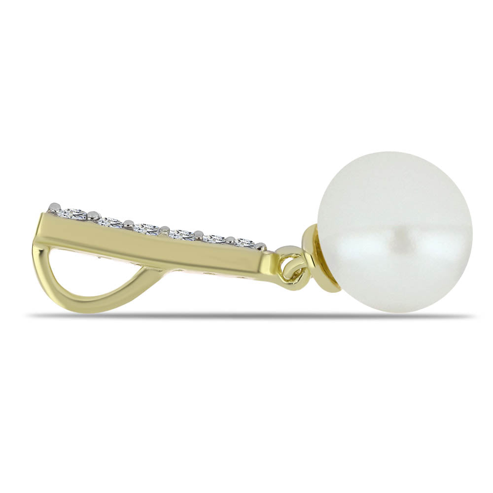 Pozlátený Strieborný Prívesok s Bielou Sladkovodnou Perlou a Bielym Topásom 2 
