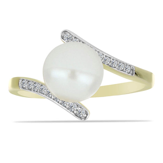 Pozlátený Strieborný Prsteň s Bielou Sladkovodnou Perlou a Bielym Topásom